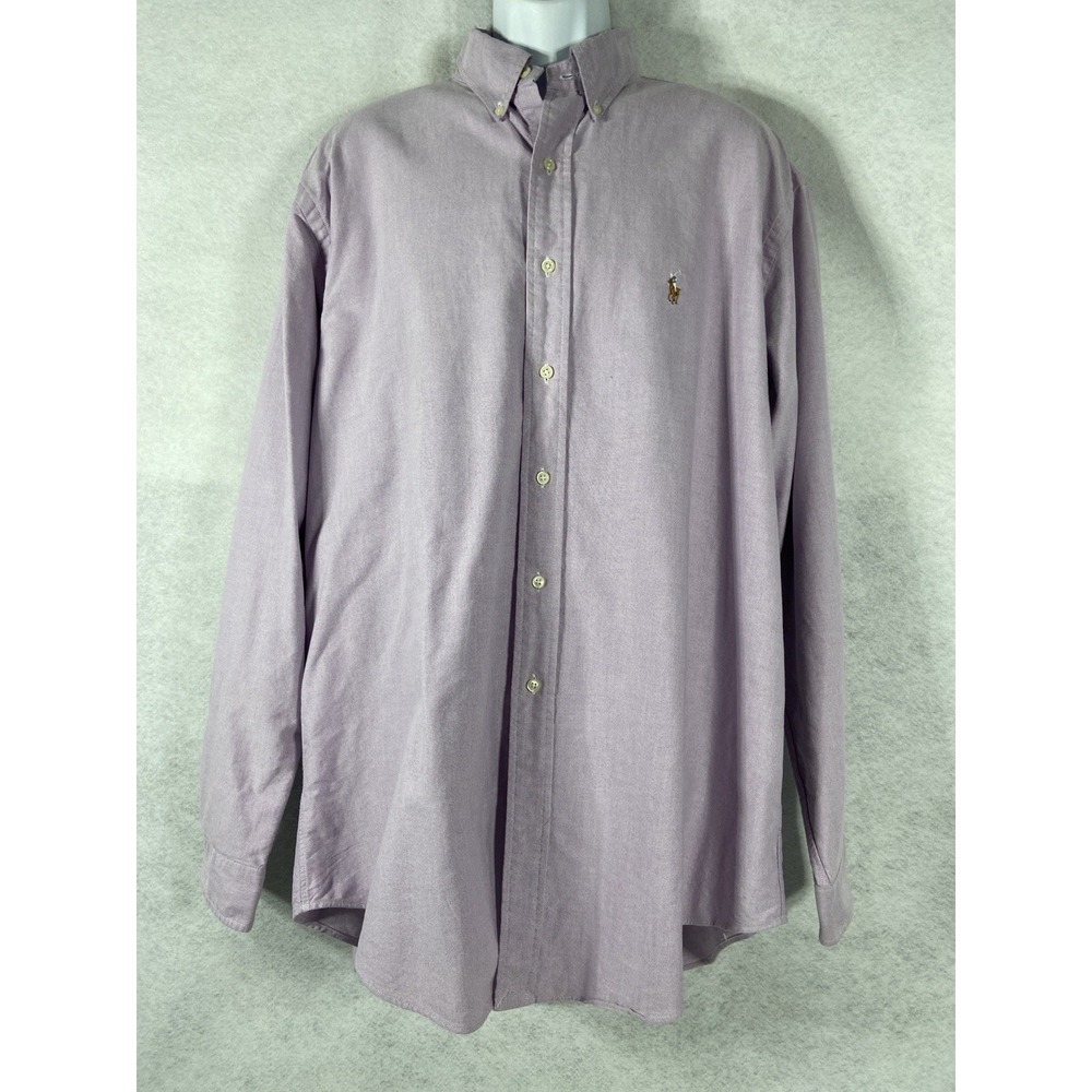 Vintage Polo Ralph Lauren Oxford Shirt Mens 17.5-36-37 Purple Button Down